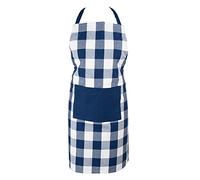 Asquare Tablier de cuisine 65 x 85 cm - Tablier respirant 100% coton - Tablier de cuisine réglable avec 2 grandes poches - Tablier de barbecue pour homme et femme, Bleu/blanc (carreaux)