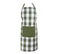Asquare Tablier de cuisine 65 x 85 cm - Tablier respirant 100% coton - Tablier de cuisine réglable avec 2 grandes poches - Tablier de barbecue pour homme et femme, Vert/blanc (carreaux)