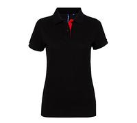 Asquith & Fox Women's Contrast Polo, Multicolore (Black/Red 000), 44 (Taille Fabricant: X-Large) Femme