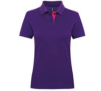 Asquith & Fox Women's Contrast Polo, Multicolore (Purple/Pink 000), 36 (Taille Fabricant: X-Small) Femme