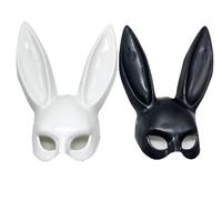 ASQzhuLIWing 2 Pack Masques de lapin de carnaval Noir et Blanc Accessoires de Costume de Fille de Lapin Cosplay de Scène pour Halloween Pâques Noël Habillage Costumes et accessoires de Carnaval