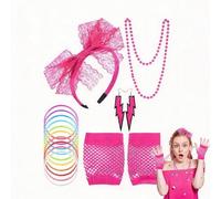 ASQzhuLIWing 7pcs Costumes de carnaval accessoires de déguisement de mascarade pour femmes et filles des années 80 accessoires de fête rétro des années 80 adaptés au jeu de rôle au Carnaval Habillage