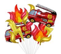 ASQzhuLIWing Fire Brigade Fire Truck Balloon Flame Lightning Children's Birthday Balloon Decoration Christmas Firefighter The Party Decoration Child's Day's Day Cadeaux