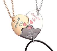 ASREJUR Lot de 3 colliers d'amitié, petits colliers délicats en forme de cœur pour meilleure amie, cadeau amusant et significatif pour meilleur ami, pour anniversaire, Noël, assortiment quotidien