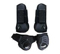 AsrMyjcx 2 Paires Protège-Tendon Cheval Bottes Absorption Impact Fermeture Solide Doublure Antifriction Néoprène Revêtement PU Facile Entretien Convient à Cava, Noir XL