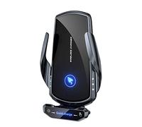 AsrMyjcx Chargeur sans Fil Voiture Support Téléphone Universel Induction Automatique Serrage Magnétique Fonction Fast Charging Compatible Silicone Conv, Le Noir