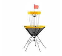 AsrMyjcx Cible de Lancer de Golf Filet Pliable de Disque Portable Montage Rapide Base Stabilisée avec Piquets pour Amélioration du Contrôle Entraînement d'Équipe Loisirs Extérieurs, Jaune