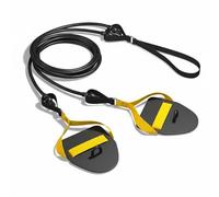 AsrMyjcx Sangle d'Entraînement Traction Corde de Résistance Pagaies de Main Poignées Antidérapantes Élastique Restitution Uniforme Adaptée à Exercices à Sec, Noir+Jaune, 60 LB