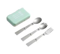 AsrMyjcx Set de Couverts de Kit D'Ustensiles Nomades Réutilisables Inoxydables Fourchette Spork Portable Longue Poignée avec Boîte Compacte Convien, Vert