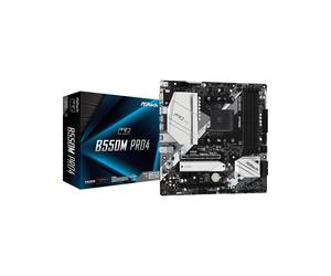 Asrock B550M Pro4 : Carte mère micro ATX AMD B550 Socket AM4, DDR4 128Go max 4733MHz, M.2, SATA III, Realtek ALC1200, Gigabit Ethernet