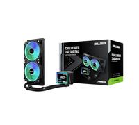 ASRock Challenger 240 Digital All-in-One Liquid Refroidisseur de processeur, radiateur 240 mm, affichage numérique intelligent de 7,6 cm, éclairage ARGB, mode 0 dB, garantie 6 ans