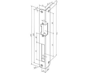 Assa Abloy Effeff 32435-05 Gâche d'angle IW ronde 250 x 25 x 2 mm à droite pour ouverture de porte électrique en acier inoxydable Argenté