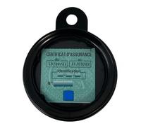 ASSA - Porte Vignette D'Assurance Moto Scooter - Diamètre 90Mm - en Acier Noir - Ouverture & Fermeture Facile