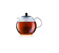 Bodum - 1833-01 - Assam - Théière à Piston en Verre - Filtre et Couvercle en Plastique - 1.5 L - Noir
