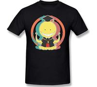 Assassination Classroom Men's Comfortable Short Sleeve Shirts Crew Neck Personality Fashion T-Shirt Black Manches Courtes(Small)