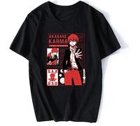 Assassination Classroom T Shrit Men Funny Cartoon Karma Akabane Graphic T Shirt Nagisa Shiota T-Shirt Tees Black T-Shirts à Manches Courtes(Small)