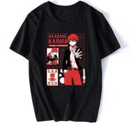 Assassination Classroom T Shrit Men Funny Cartoon Karma Akabane Graphic T Shirt Nagisa Shiota T-Shirt Tees Black Manches Courtes(X-Large)