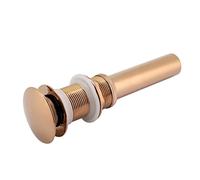 Assemblage de bonde pop-up en laiton G1 1/4", sans trop-plein, bouchon de bonde de lavabo sans trop-plein pour vasque de salle de bain, fonctionnement par bouton-poussoir fluide (Or Rose)