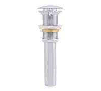 Assemblage de bonde pop-up en laiton G1 1/4", sans trop-plein, bouchon de bonde de lavabo sans trop-plein pour vasque de salle de bain, fonctionnement par bouton-poussoir fluide (Argent Chromé)