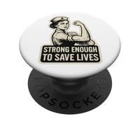 Assez solide pour sauver des vies. Force infirmière, grain. PopSockets PopGrip Adhésif
