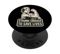 Assez solide pour sauver des vies. infirmière, design, force. PopSockets PopGrip Adhésif