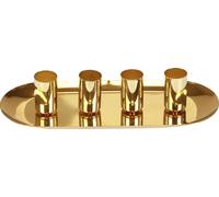 Assiette à bougies dorée en métal 4 supports de bougies sur tige 23x9x4,5cm