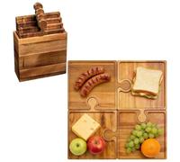 Assiette à collation Jigsaw - Lien avec quadruple nombre - Assiette de service incurvée avec support de nourriture, planche à découper fine pour une réunion conviviale dans le garde-manger, repas de