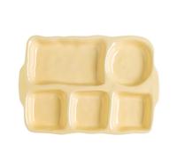 Assiette à compartiments en céramique, Assiette rectangulaire jaune à 5 compartiments, contrôle précis des portions, alimentation équilibrée, Passe au four et au micro-ondes