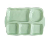 Assiette à compartiments en céramique, Assiette rectangulaire verte à 5 compartiments, contrôle précis des portions, alimentation équilibrée, Passe au four et au micro-ondes