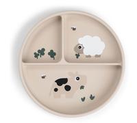 Done By Deer Stick&stay Compartment Tiny Farm Plate Beige