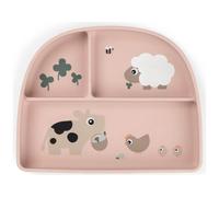 Assiette à compartiments ventouse tiny farm rose