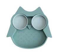 Assiette à compartiments ventousée en silicone hibou vert TU