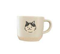 Assiette à dessert en céramique avec poignée verticale en forme de chat japonais - Blanc - 200 ml