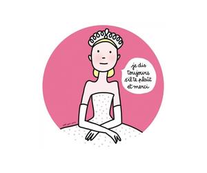 Assiette à dessert Princesse : Je dis toujours s'il te plaît et merci - Rose foncé