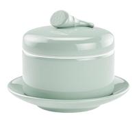 Assiette à Dîner Céladon avec couvercle adapté aux œufs cuits à la vapeur en nid d'oiseau, ragoûts, soupes commerciales