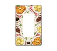 Assiette à dîner de cuisine - Couvercle d'interrupteur à bascule simple - Rustique - Vintage - Tasse à café - Pommes de terre - En plastique beige - Taille standard - Décoration pour la maison, le