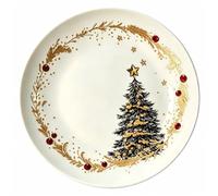 Assiette À Dîner En Céramique Impression Sous Glaçure Motif Arbre Doré Vaisselle Ronde Pour La Conservation Des Aliments Arrangement Repas Placement Collations Disposition De Table Stockage Plats Le