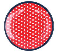 Assiette à dîner en Imitation Porcelaine de 9 Pouces, Assiette à collation décorative réutilisable, Vaisselle légère pour gâteaux aux Fruits (Point Rouge)