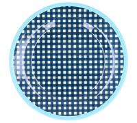 Assiette à dîner en Imitation Porcelaine de 9 Pouces, Assiette à collation décorative réutilisable, Vaisselle légère pour gâteaux aux Fruits (Carreaux Bleu foncé)