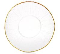 Assiette à dîner en verre doré - VILDE - 28 cm - Bord doré - Verre transparent - Imitation cristal
