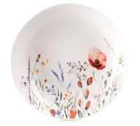 Assiette à dîner profonde en porcelaine - Orion - 20,5 cm - 600 ml - Blanche - Décor fleurs des champs