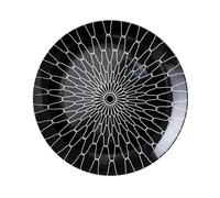 Assiette à dîner ronde en céramique rayures noires et blanches, 25 cm (10 pouces), idéale for les pâtes, salades amuse-gueules. Cadeau de mariage(Style 4)