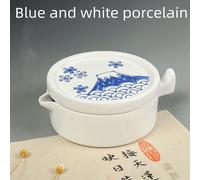 Assiette À Encre En Céramique Avec Couvercle,Porcelaine Blanche,Calligraphie,Palette De Peinture,Pinceau À Étagère,Fournitures De Peinture - Type Blue And White