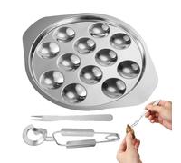 Assiette À Escargots - 6,1x2,2 Pouces Poêle À Escargots En Acier Inoxydable | Assiettes À Escargts Avec 12 Trous Et Poignées | Assiettes À Plats Escargot Plat De Cuisson Barbecue Pour La Maison, La C