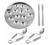 Assiette à Escargots D'Escargot Ensemble - D'Outils De Fruits Mer Coquille En Acier Inoxydable PoêLe Escargot Alimentaire Avec Pinces Fourchette Pour Palourde HuîTre Plat Service, 12 Trous