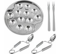 Assiette à escargots inox 12 trous - Fourchette incluse