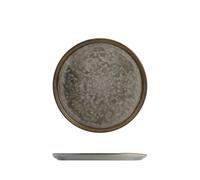 Assiette À Fruits En Grès Velouté 21 Cm, Marron Et Noir, H&H