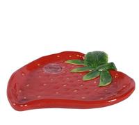 Assiette à gâteau en forme de fraise 17 x 14,5 cm rouge doux