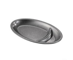 Assiette à goûter ovale à compartiments multiples en acier inoxydable rétro pour frites, poulet, barbecue et sauces, vaisselle de cuisine de qualité commerciale (A)
