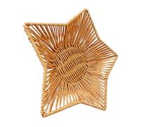 Assiette à goûter spacieuse élégante en forme d'étoile imitation rotin tressé pour la maison, plateau de service à pain multifonction